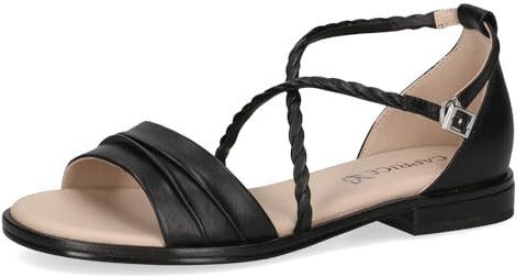 CAPRICE Femme 9-28101-42 Sandale Plate, Nappa Noir, 37 EU
