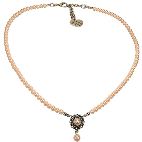 Alpenflüstern Trachten-Perlen-Halskette Helena - elegante Trachtenkette - nostalgischer Damen-Trachtenschmuck, filigrane Dirndlkette (rosa-rosé) DHK318