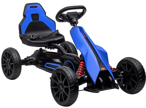 HOMCOM Go Kart a Pedali per Bambini 3-8 Anni con Sedile Regolabile in 4 Posizioni e Ruote in EVA, 100x58x58.5 cm, Blu e Nero