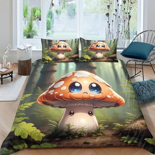 Bettwäsche-Set Bettbezug Eisdrache Pilz 3D, Mikrofaser-Bettwäsche Superweicher, Atmungsaktiver Bettbezug. (King(220x240cm))