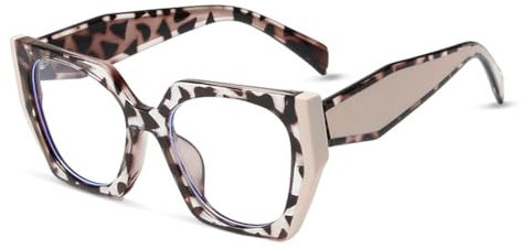 AOOLIA Cateye Lesebrille Damen, Damen und Herren Anti-Blaulicht Lesebrille Brille, Blockieren Blaulicht von E-Reader und Computer (Leopard, 3, Dioptrien)