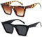 FSMILING 2 Stück Sonnenbrillen Cateye Sonnenbrille Damen Groß Vintage Sonnenbrille Katzenaugen Retro Quadratisch Cat Eye Sonnenbrillen Damen Brille Trendy