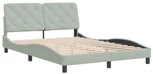 vidaXL Bettgestell, Bett ohne Matratze, Bettrahmen mit Lattenrost für Schlafzimmer, Schlafzimmerbett DoppelBettgestell Hellgrau 120x200cm Samt