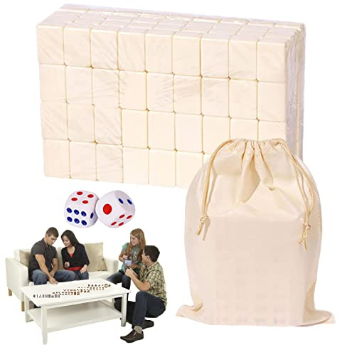 Tuiles Mahjong - Tuiles Mahjong Vintage, Tuiles Mahjong Bambou | jeu de société chinois de voyage avec grand sac de rangement, kits de Mahjong en résine portables, jeu de société de tuiles de Mah