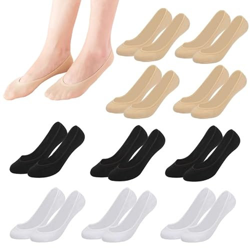 KEYRI 10 Pairs No Show Socks Women, Invisible Socks Ultra Low Cut Liner Sock Non Slip Pop Socks, Breathable No Show Shoe Sock for Loafers Flats, One Size