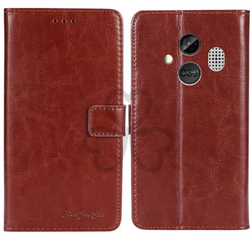 TienJueShi Braun Retro Business Flip Book Stand Brief Leder Tasche Schütz Hülle Handy Case Abdeckung Wallet Cover Etui Für artfone A400 4G 2.4 inch