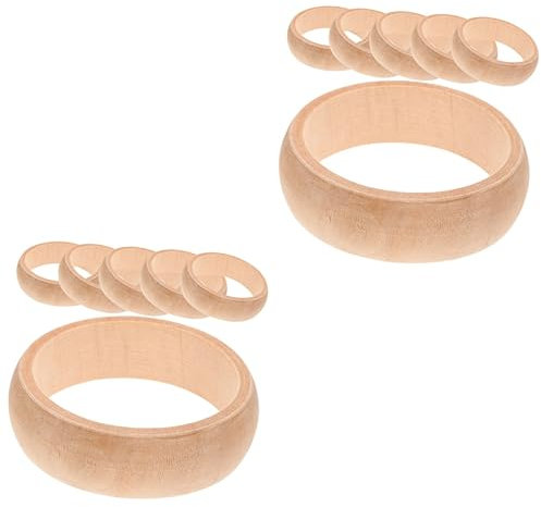 SEWACC 12 Stk Holzarmband Selber Machen Breite Armreifen Handgefertigte Ringe Holzbandring Ringe Für Kinder Selbstbemalte Armbänder Schmuck Armbänder Handwerk Für Kinderringe Eukalyptus