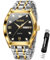 OLEVS Herrenuhr Quadrat Geschäft Diamant Analog Quarz Datum Luxus Männer Uhr Schwarzes Zifferblatt Edelstahl Wasserdicht leuchtende Zwei Ton Armbanduhr