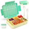 LUZOON Brotdose Kinder mit Fächern, 1330ml Jausenbox Kinder inkl. Besteck, Auslaufsicher Bento Box,Vesperdose für Kindergarten & Schule, Mikrowellen, SpüLmaschinen Sicherheit (Grün②, 1330ml)