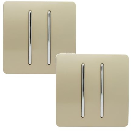 Trendi 2 Gang 2 Way Artistic Modern 10 Amp Rocker Light Switch Gold (Pack of 2)