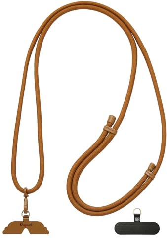 GOODAYY Mobile Phone Lanyard, Adjustable Phone Strap Crossbody with 1 Metal and 1 Nylon Patch, Universal Phone Lanyard for Neck Wrist Phone Accessories (Diametre 7mm) (Pure Brown)