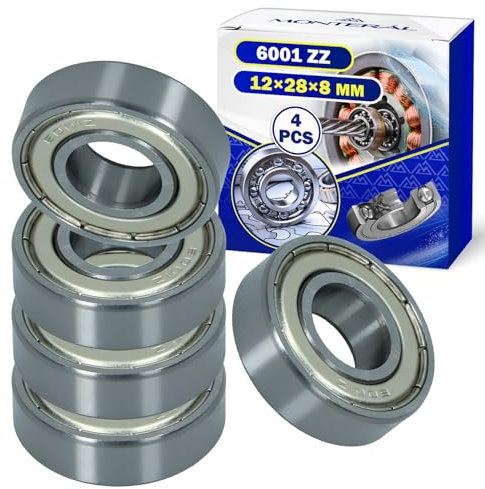 4 Stück Kugellager 6001 ZZ mit der Größe 12 x 28 x 8 mm. MONTERAL