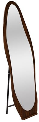 SensaHome Asymmetrischer Standspiegel – Holzrahmen – 160 x 55 cm – Braun