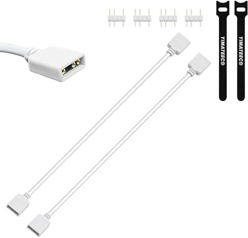 YIMATEECO ARGB Extension Cable 1 to 1 Fan Splitter Cable 5V 3Pin Addressable RGB LED Sync Cables 30cm HUB Extension Connector for Extend PC ARGB Fans Or LED Series (30CM, 1 to 1, 2pcs, White)