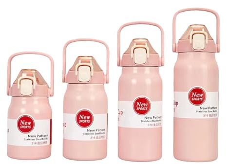 316 Stainless Steel Vacuum Cup, Portable with Handle, Pop-up Straw, Outdoor Sports Water Bottle//33.8/40.6/50.7 Oz (Pink,1500Ml)