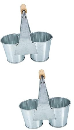 HEMOTON 2 Pièces Pot de Fleurs Rétro avec Poignée Seau à Fleurs à Double Compartiment pour et Décoration Intérieure Extérieure