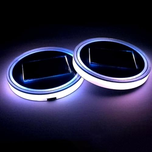 Krmoau Car Cup Coasters, Pack of 2 Luminous Pads for Cup Holders, 7 Colours Changing Cup Mat for Car Interior