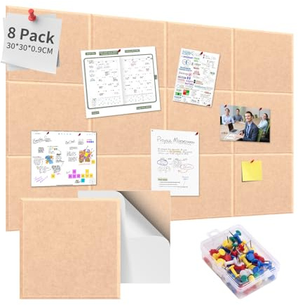 Filz Pinnwand Selbstklebend,30x30cm Dekorative Filzboard,Reisgelb | Fototafel Memotafeln Memo Boards Bulletin Board Wanddekoration für Büro Kinderzimmer Klassenzimmer mit 35 Pinnnadeln
