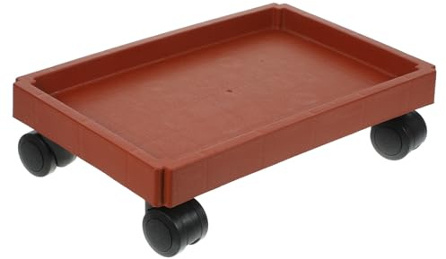 TOYANDONA Plateau à roulettes Rectangulaire Rouge 32 Cm Support Mobile pour Pots de Fleurs Soucoupe pour Pots de Fleurs avec roulettes pour Déplacement Facile Usage Intérieur et Extérieur
