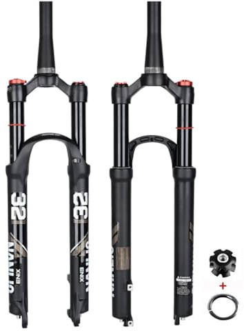 KANGXYSQ Luftfederung Vorderradgabel 26/27,5/29 Zoll Mountainbike-Federgabel 1-1/8 Gerades/Konisches Rohr Scheibenbremse Vorderradgabel Federweg 120 Mm 9 X 100 Mm QR Gabeln(Tapered-Manual,29)
