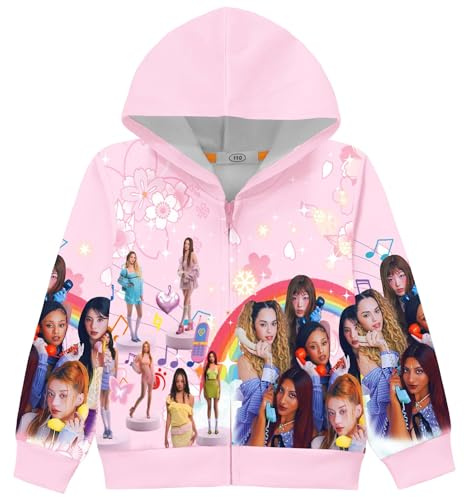 Temolie KATSEYE Mädchen Hoodie 3D Cartoon Jacke Sweatshirt MANON SOPHIA DANIELA Musik Reißverschluss Kapuze Langarm Tops
