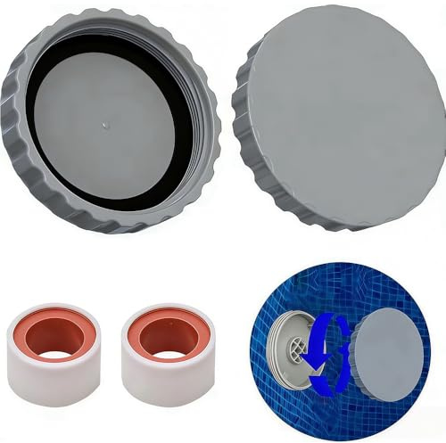 Winterverschluss Set für Intex und Bestway Pools,2 Stück Winterstopfen Pool mit Passenden Dichtungen,Frostsicher & Dicht Winterverschlusskappe Pool,Pool Zubehör Winter (Grau)