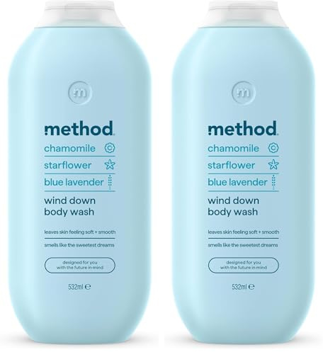 Method Body Wash, Wind Down, Shower Gel, Chamomile, Starflower and Blue Lavender Scent, Pack of 2, 532ml