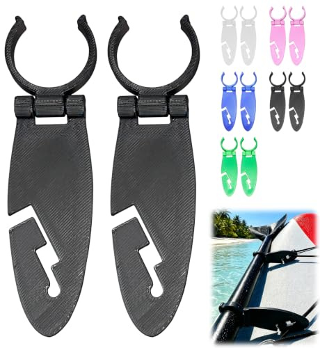 Paddelboard Flossen Clips 2 Stück, Sup Board Zubehör Verstellbare Klemmhalterung, Paddel Zubehör Ersatz für Paddelboard Finnen, Wasserzubehör Board Clips für Unisex Jugendliche Sportler (Schwarz)