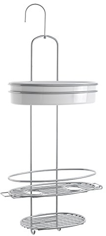 Metaltex serie Orbit - Mensola 3 piani per doccia con gancio - (403712)