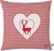 Zirbenkissen Bestickt mit Hirsch und Herz rot karriert Größe 40x40 cm befüllt mit Zirbenflocken aus Zirbenholz in extra Inlett