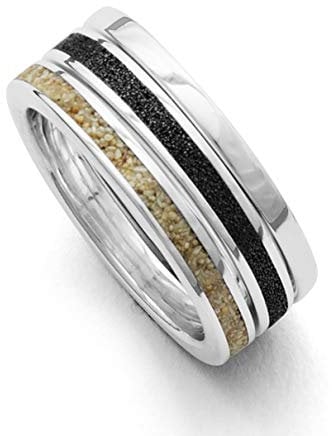DUR Damen Ring Marina aus Sterling-Silber in der Farbe Silber-Sand-Schwarz, Ringgröße: 54, R4707.54
