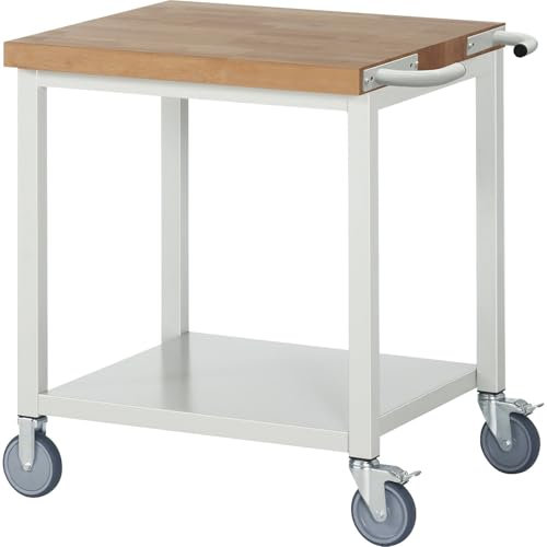 eurokraft | Fahrbare Werkbank Serie 8000 | Gestellbauweise | 1 Ablageboden | BxT 750 x 700 mm