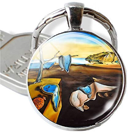 STRASS & PAILLETTES Porte clé cabochon Peinture Dali Les Montres Molles. Porte clé La Persistance de la mémoire Dali.