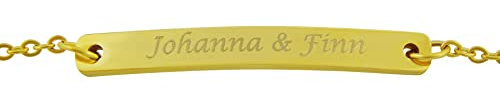 Hanessa Personalisiertes Armband mit Gravur für Männer und Frauen Edelstahl gold Länge 22 cm | Personalisierte Armbänder mit Namen Herren Damen