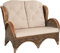 Rattan-Sofa 2-Sitzer Korbsofa inkl. Polster, Sofa nach Art wie Ohrensessel Hochlehn-Sofa Wintergarten Couch Rattanmöbel (Vintage Braun)