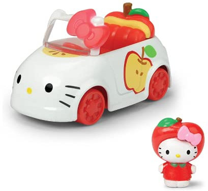 Dickie Toys Hello Kitty Dazzle Dash Kitty Apple, Spielzeugauto mit herausnehmbarer Figur, Set aus Fahrzeug und Figur, Fahrzeuglänge: 6 cm, Figurgröße: 2,5 cm, ab 3 Jahren