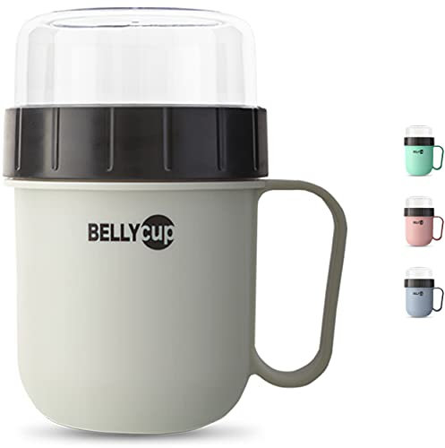 fenchi's AUSTRIA Müslibecher to go Kinder - auslaufsicherer Joghurtbecher mit Deckel & Henkel 750 ml (520 + 230 ml) BPA-frei - original Bellycup Müslibehälter (grau)
