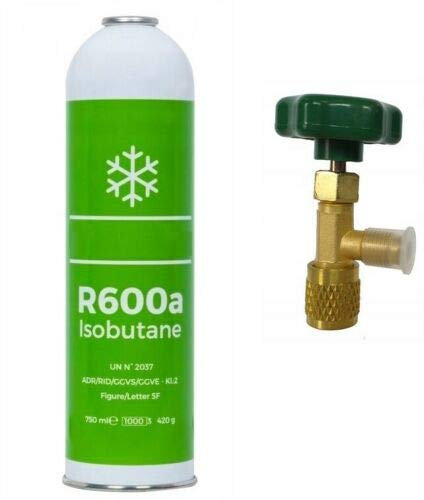 Kältemittel R600a 750ml/420g Isobutan + Entnahmeventil/Stechventil