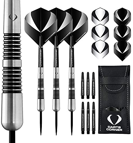 Darts Corner Warfare Dartpfeile mit Stahlspitze, 80 % Wolfram, schwarzer Ring, M6 30 g (D0669)