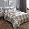 Dreamscene Parure de lit réversible en tartan avec housse de couette à carreaux en jean avec taie d'oreiller, jaune ocre, gris anthracite, 2 pièces, 1 place