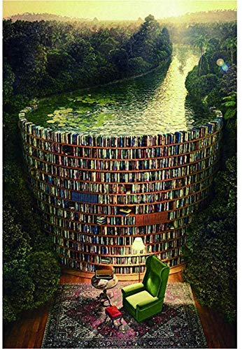 QMGLBG Holzpuzzle 1000 Stück Kreative hölzerne Puzzle Bücherregal Damm Unterhaltungsspielzeug für Erwachsene Kinder Familiendekoration
