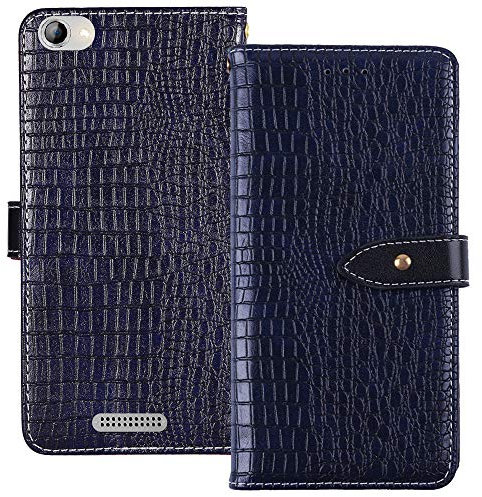 YLYT Flip Case Etui Blau Leder Tasche Schutz Hülle Für Alcatel OneTouch Pop 4 (6) 7070X Handy Horizontale Standfunktion Magnetverschluss Strapazierfähiger Cover