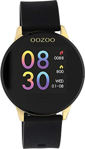 Oozoo Smartwatch Unisex Fitnessuhr (Schwarz/Gold)