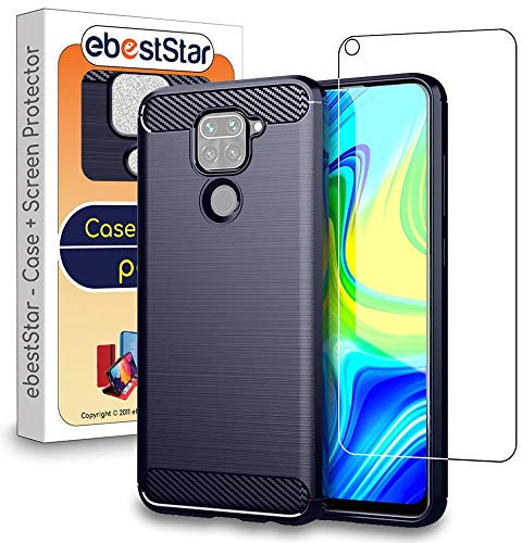 ebestStar - Funda para Xiaomi Redmi Note 9, Carcasa Capa Protectora Carbono TPU, Antigolpes, Azul Oscuro + Cristal Templado