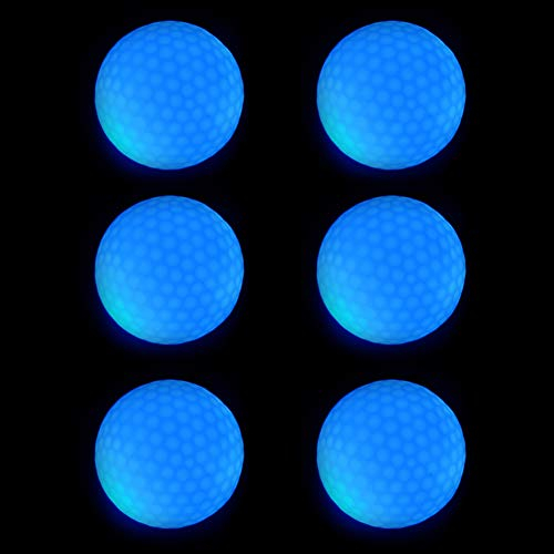 Vientiane Leuchtende Golfbälle, 6 Stück Golf Übungsbälle, LED Leuchte Golf, Elektronische LED Leuchtgolfbälle für Nachttraining Mit Großer Reichweite und Distanzschüssen (Blaulicht)