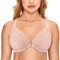 DELIMIRA Donna Reggiseno con Apertura Frontale Taglie Forti in Pizzo Racerback Senza Imbottitura con Ferretto Rose affumicate 5D