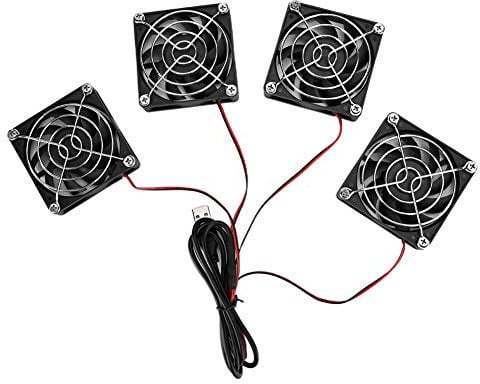 Goshyda Rounter TV Box Cooling Fan, 4pcs 5V USB Power Quiet Cooling Fan Heat Sink for ASUS RTAC5300 R7900 R8000, for CPU TV Box Router Case Fan