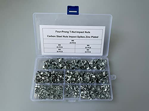 Einschlagmutter, 150Stk Einschlagmuttern Einschlagspitzen Verdicken M3 M4 M5 M5 M6 M8 M10 M12 Einpressmuttern Verzinkt T Nut Sortiment Kits für Möbel, Holzbearbeitung und Den Professionellen
