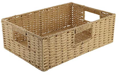 Handgefertigter Rattan Aufbewahrungskorb korb geflochten Mit Griff, Dekorativer Korb flechtkorb FüR Schreibwaren Kosmetika Und Badezimmerartikel 38 X 25 5 X 12 Cm