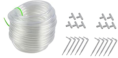 Ruiqas Gotero de riego para jardín, micro sistema de riego automático de curva, goteros de flecha de 4/7 mm, manguera de riego transparente con conectores en T para plantas en macetas, invernadero